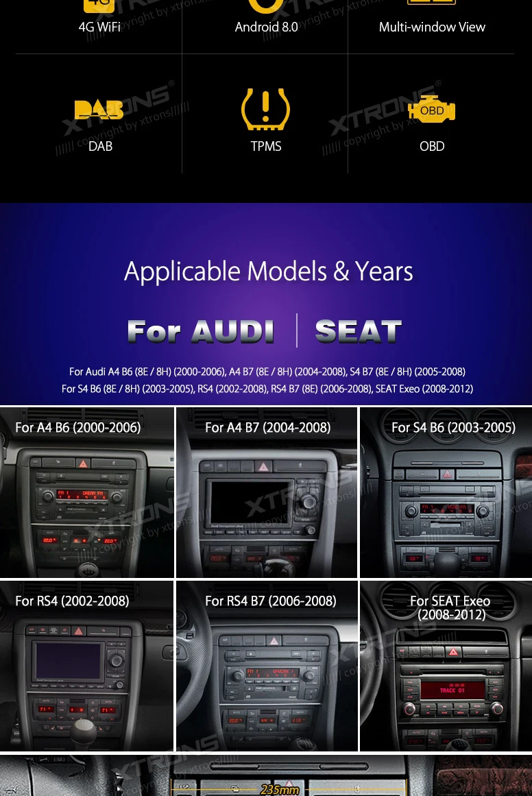 Cheap 7" Android 8.0 OS Car DVD radio Multimedia GPS for Audi A4 2000-2008&Audi S4 2003-2008 &Audi RS4 2002-2008 with 4GB RAM 32GB ROM 1