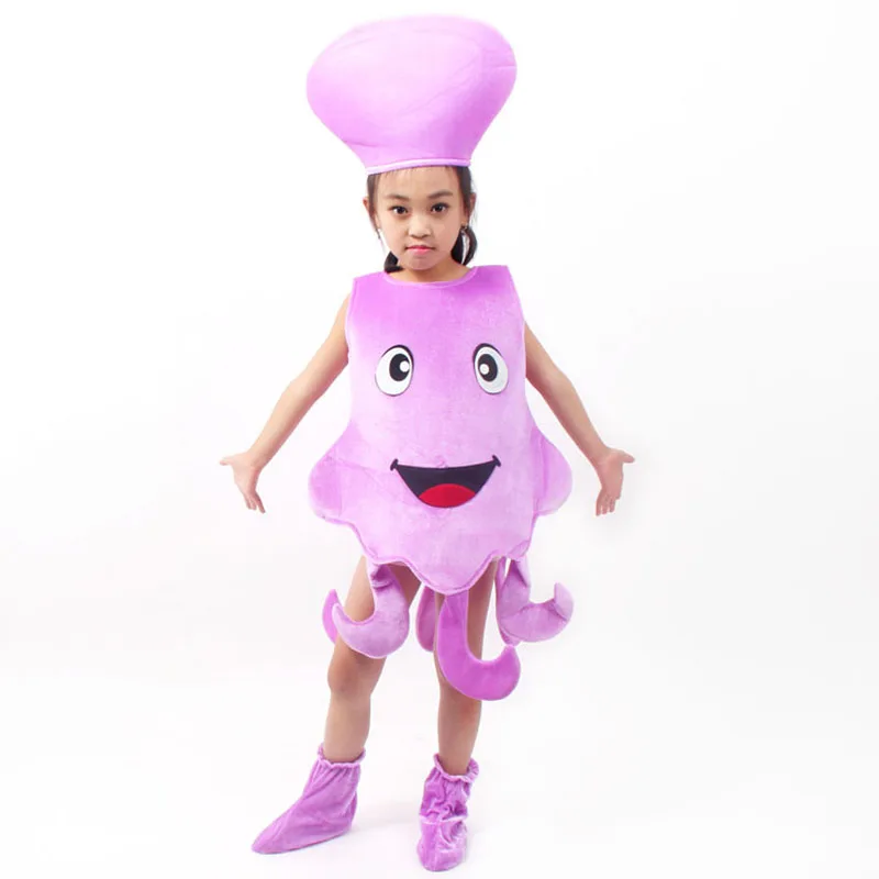 Детский костюм осьминога синее фиолетовое морское животное Осьминог комбинезон одежда для мальчиков и девочек Хэллоуин косплей праздничная одежда - Цвет: Фиолетовый