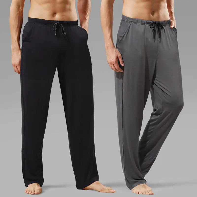 Модные хлопковые мужские Пижамные штаны из модала летние однотонные тонкие для