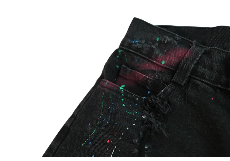 Для мужчин модные уничтожить с разорванными дырами Джинсовые шорты с принтом «граффити»; уличная одежда в стиле «хип-хоп», Короткие штаны