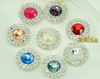 

50pcs Mixed Round Double Diamond Crystal Beads Button Flatback For Scrapbooking Craft DIY Hair Clip Accessories