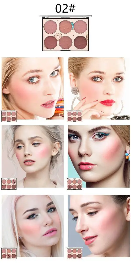 6 Colors Blush Palette Face Mineral Pigment Powder Natural Makeup Eyeshadow Charming Color Contour Shadow Professional