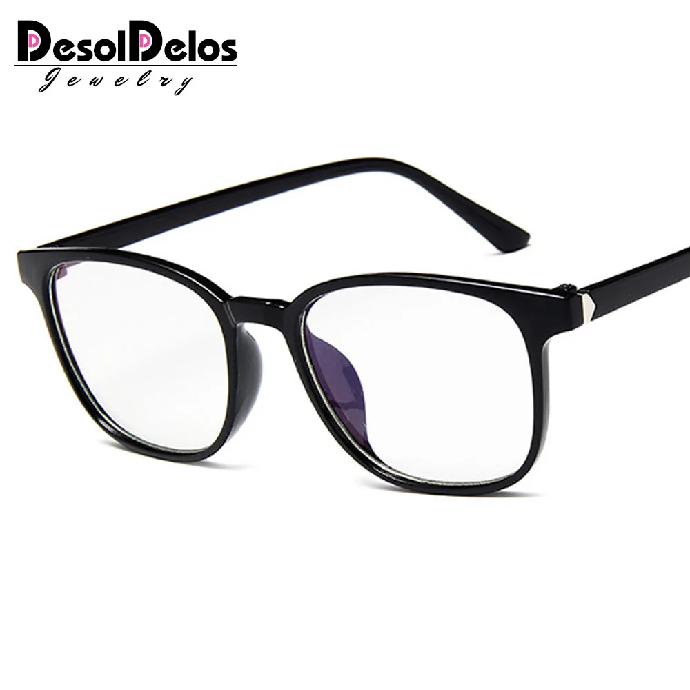 DesolDelos, прозрачные оправы для очков для мужчин и женщин, поддельные очки, винтажные оптические оправы для очков для близорукости, женские ретро очки - Цвет оправы: bright black