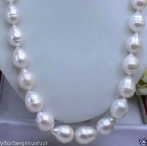 

FREE SHIPPING *******HUGE SEA AAA+ 12-15 MM WHITE AKOYA BAROQUE PEARL NECKLACE 17