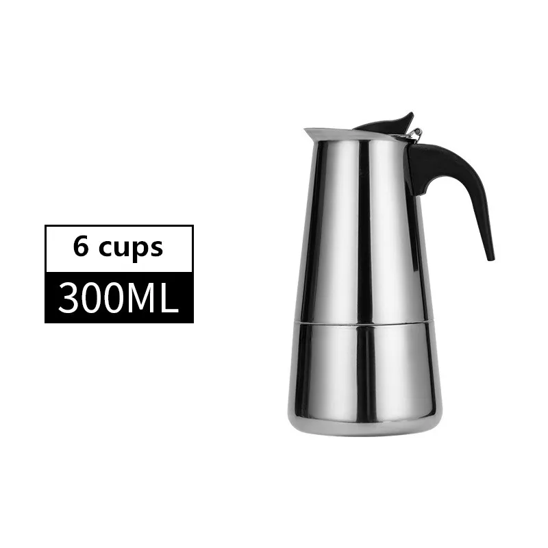 European Style Espresso Maker Moka Coffee Pot Stainless Steel304 Latte Percolator With 12Cups/600 Milliliter Cappuccino Cafe Pot - Цвет: 300ml-A