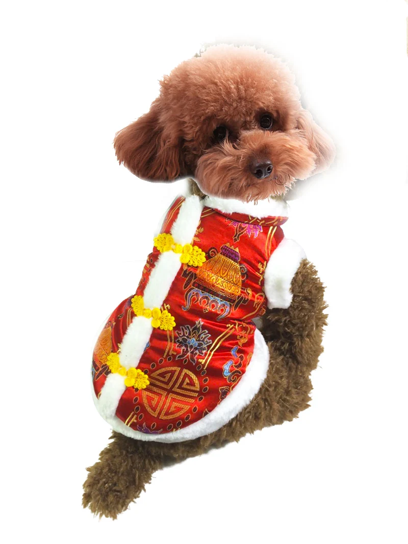 Pet dog cat new year coat dog coat pet clothes with Chinese style new year costume pet coat Chinese button S-3XL sizes supply Pet dog cat new year coat dog coat pet clothes with Chinese style new year costume pet coat Chinese button S-3XL sizes supply