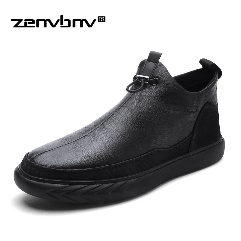 

Hot Sale Men Ankle Boots Handmade Outdoor With fur/No fur 2 Model Winter Snow Boots Vintage Style Men Walking Shoes Warm Hombre