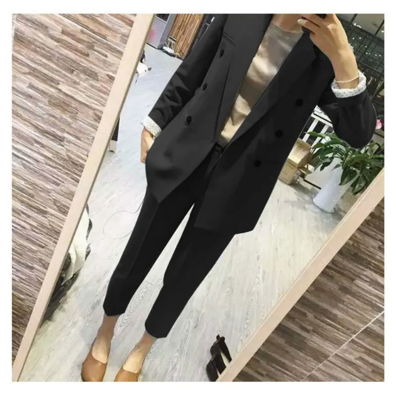Women's suit pants suit Fashion solid color 5XL suit suit female Black suit jacket set Casual pants suit Two-piece set