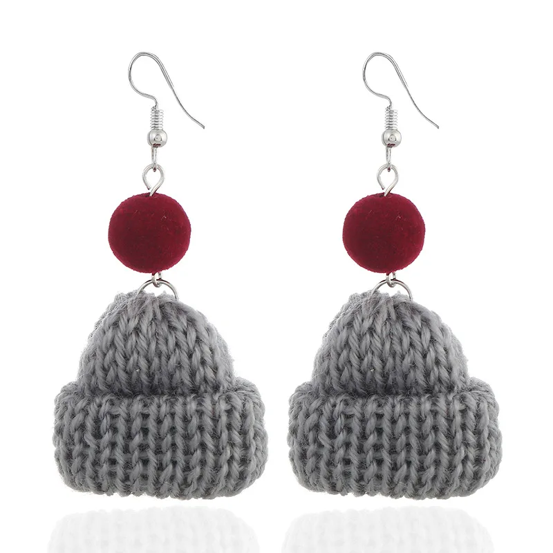 fashion Women earrings Christmas hat colorful cute plush hairball winter dangle earrings Wool cartoon lady jewelry