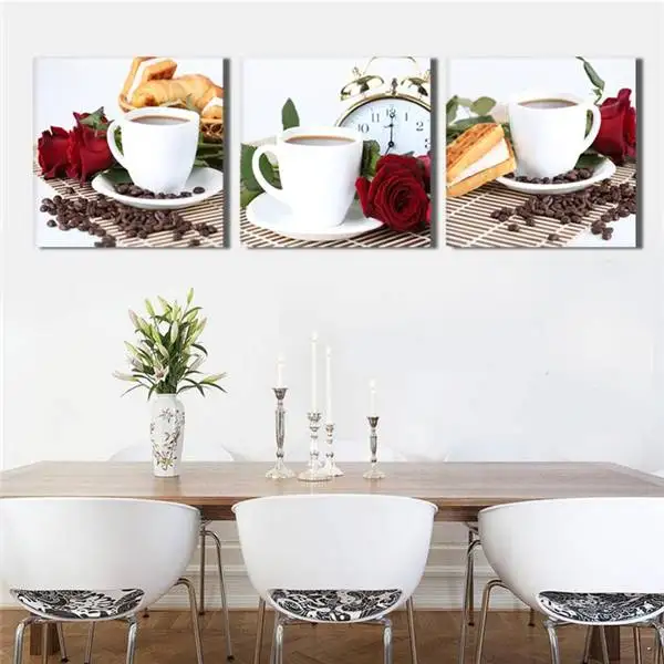 

3 Panel Coffee Kitchen Oil Painting On Canvas Large Pictures Wall Art Cuadros For Living Room Poster Printings Art Picture