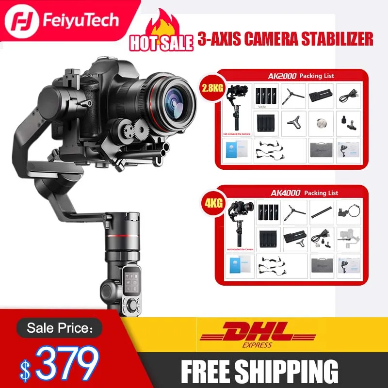 

FeiyuTech AK4000 AK2000 Handhel Gimbal Feiyu 3-Axis Camera Stabilizer for Sony Canon 5D Nikon 2.8 kg 4KG Panasonic GH5 Payload