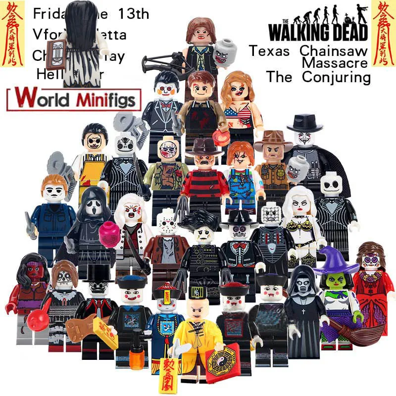 

20PCS/Lot Zombie Halloween The Horror Theme Movie the ring Action Anime Building Blocks bricks Children Gifts