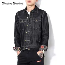 2017 Spring Autumn Men Jackets Jean Coats Cotton Denim Casaul Black Plus Size M-6XL Harajuku Style Slim Retro Fashion Coat x38