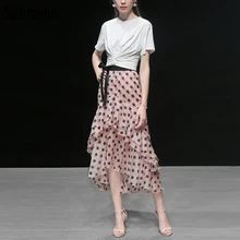 Seifrmann модная подиумная летняя юбка фасона "Русалка" Женская в горошек с бантом и оборками элегантная повседневная Праздничная миди юбка