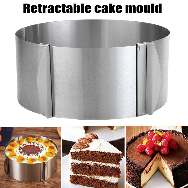 

16-20cm Adjustable Round Stainless Steel Cake Mousse Circle Ring Mold Baking Tool Cake Decorating Bakeware HG99
