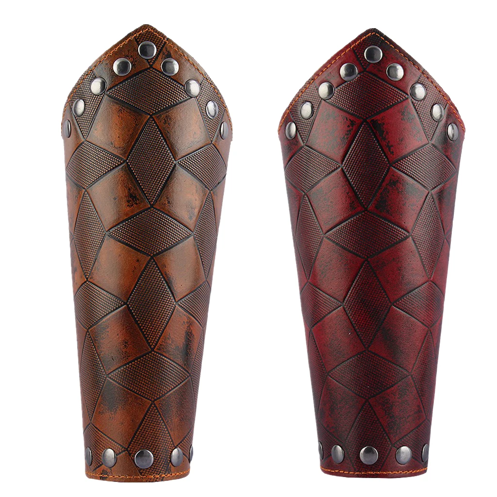 MagiDeal 2Pcs Medieval Unisex Bracers Leather Gauntlet Wristband Arm Armor