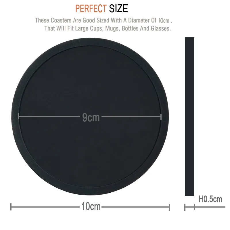 Teenra 8 шт. черный силиконовый Пить Coaster салфетки для Коврики на стол для обеденного стола столовых силиконовые чашки колодки комплект Кухня