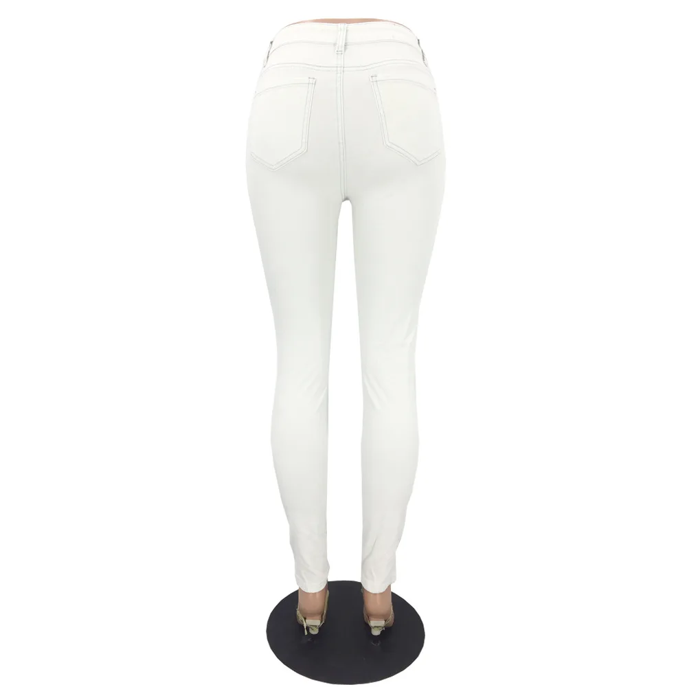 Джинсы женские модные сексуальные рваные джинсы-скинни с высокой талией женские белые Стрейчевые узкие брюки длиной до щиколотки узкие