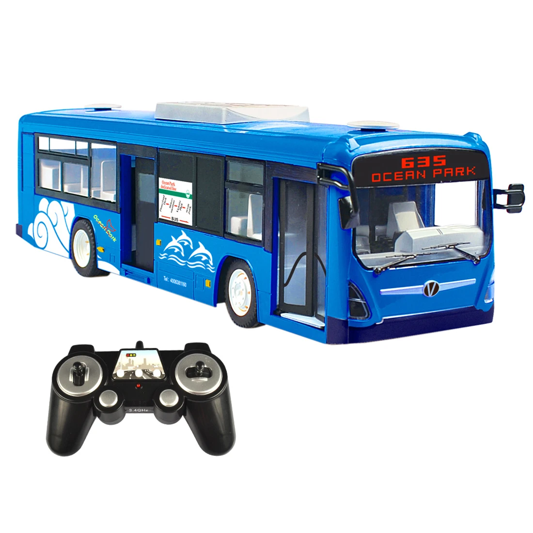 2,4G RC автомобиль автобус город экспресс модель RC игрушечный автомобиль с реалистичным светильник и звук-пульт дистанционного управления автобус игрушки подарок на день рождения красный - Цвет: blue