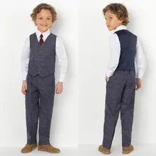 Новое поступление, одежда для мальчиков, детские костюмы с лацканами, одежда, выполненная на заказ, комплект из 2 предметов, костюмы для выпускного вечера(штаны+ галстук+ жилет) 019
