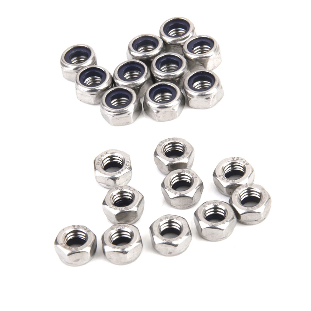 20x M5&M6 Stainless Steel A2 Nylon Collar Insert Self-lock Nuts Bolts Screws