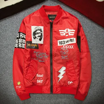 

Korean Ma1 Bomber Jacket Japan Hip Hop Casual Streetwear Print Pilot Baseball Jacket Coat Slim Fit Male Brand Clothing Outerwear