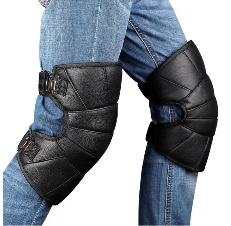 Leather electric car warm knee pads winter cycling men motorcycle knee