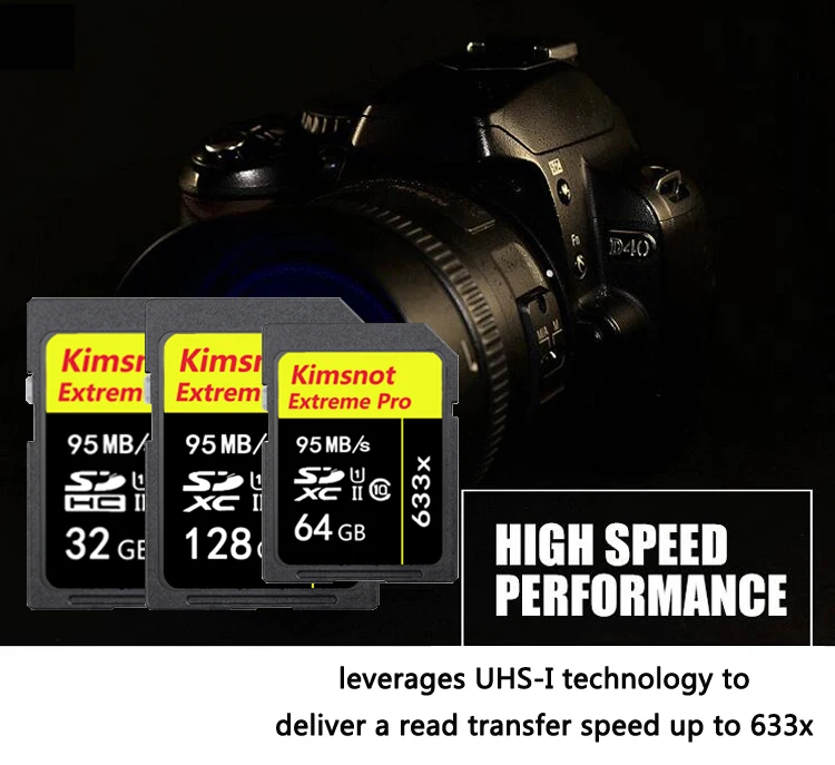 Kimsnot 95 МБ/с./с Экстремальный PRO 64 Гб SDXC 16 ГБ 32 ГБ 128 ГБ 256 ГБ SD SDHC флеш-карта памяти карта класса 10 633x UHS-1 DSLR камера карта