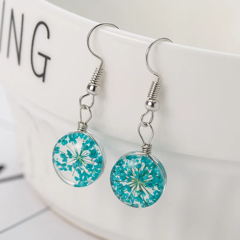 Suteyi Creative Plant Clover Dry Earring Woman Fashion Dried Suteyi Creative Plant Clover Dry