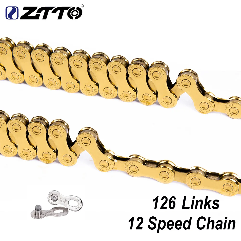 

ZTTO 2019 SERIES 12 Speed MTB Bike Gold Chain 126 Links 1X12 System Power Lock Connector Missing Link Included Mountain Bicycle