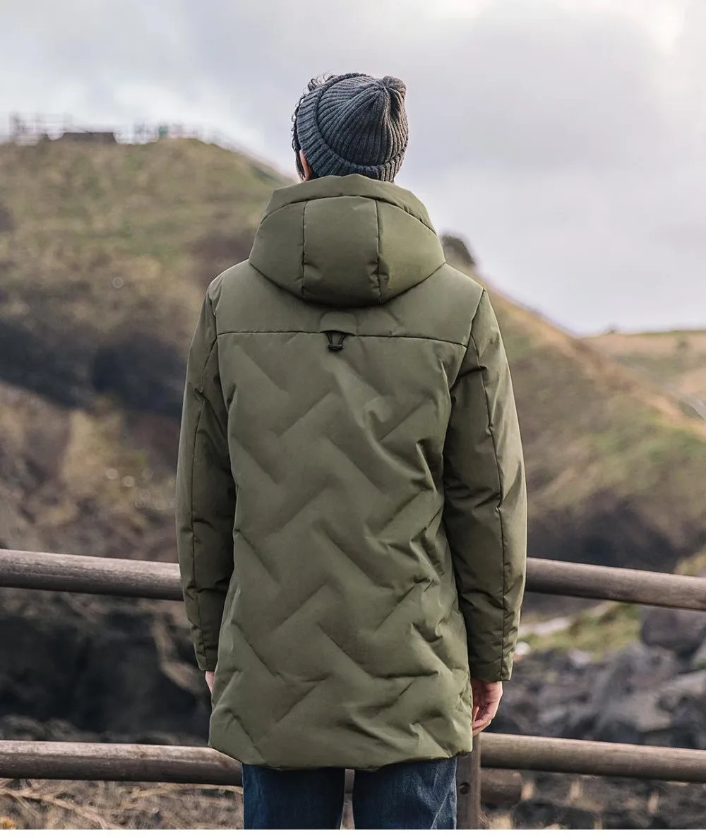 Xiaomi 90 point Seamless three-dimensional stuffed Men down jacket 90% White duck down Medium and long hooded design warm (13)