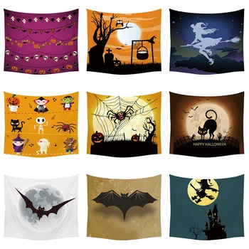 

Witchcraft Wall Hanging Halloween Horror Pumpkin Cartoon Blanket Wall Cloth Tapestries Scandinavian Style Gift Wall Blanket
