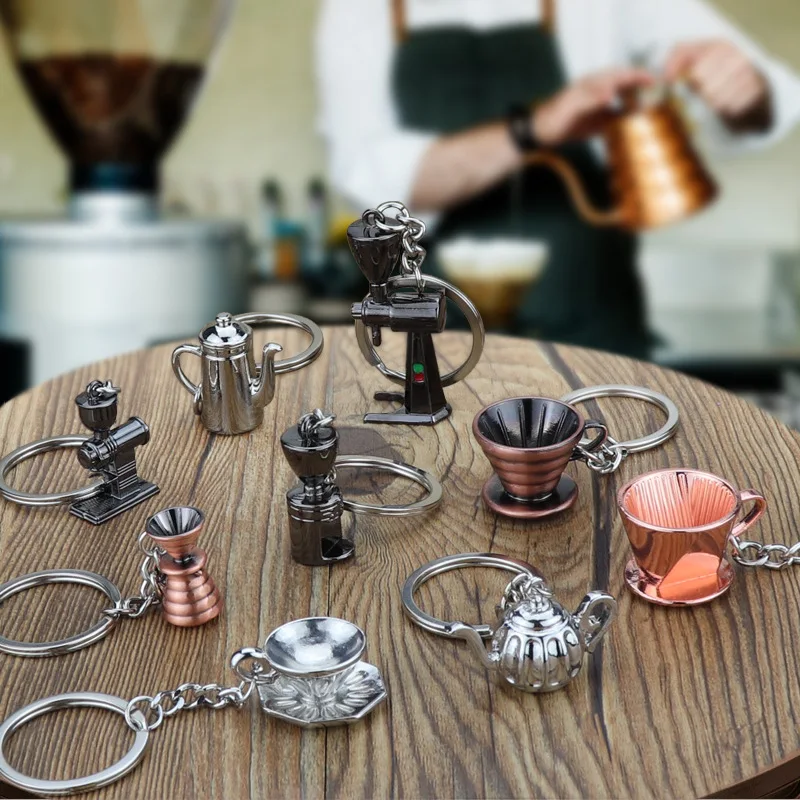 

1 Pcs Creative 3D Bartender Keychain Simulation Coffee Keychain Coffee Machine Keyring Portable Coffeeware Accessories