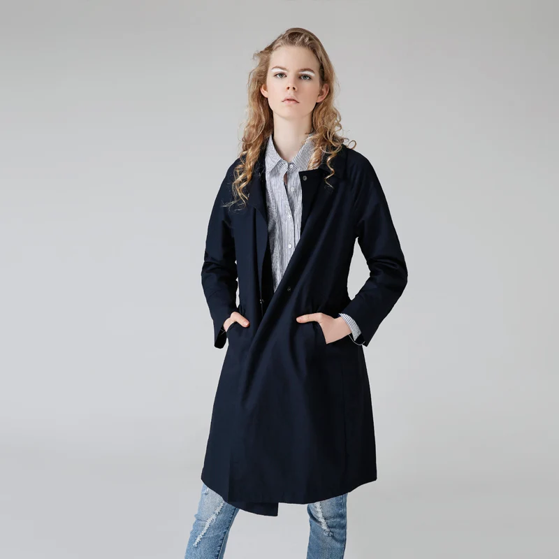 Goedkoop Toyouth Britse Stijl Trenchcoat Vrouwen Casual Solid Windbreaker Lange Mouwen Uitloper Lange Trenchcoat