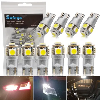 

Safego 10pcs/lot New T10 W5W Led Car Light Bulbs White 6000k 168 175 194 904 906 908 2825 Interior Light Door Panel Light 12V
