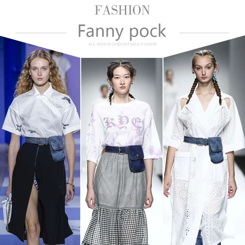 여성용 허리 가방, 패니 팩, 허리 벨트 가방, 조절 가능한 데님 벨트, 여성 허리 팩, 전화 파우치, 범 백, 힙팩 2