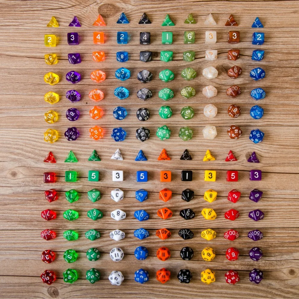 

7 Pieces/Bag Acrylic Creative 4+6+8+10x2+12+20 Faces DND Life Counting Board Games Dice For MGT/Poker Games
