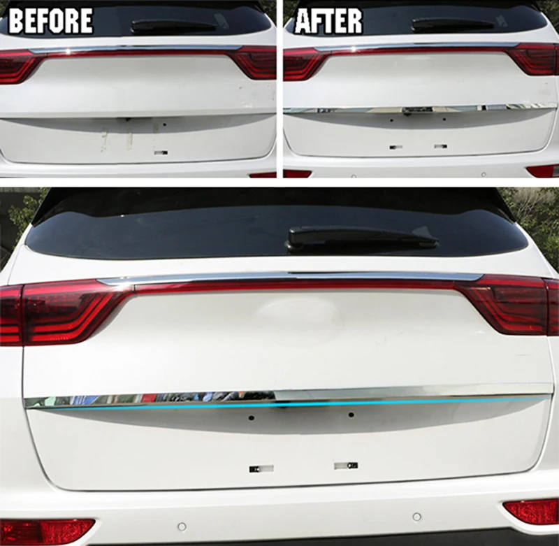 Chrome Rear Trunk Lid Tailgate Cover For Kia Sportage QL-Trim Hatch Door Handle Molding Garnish Accent Strip Styling Car Door Moulding Trim Window Door Cover Trim Car Trunk Trim