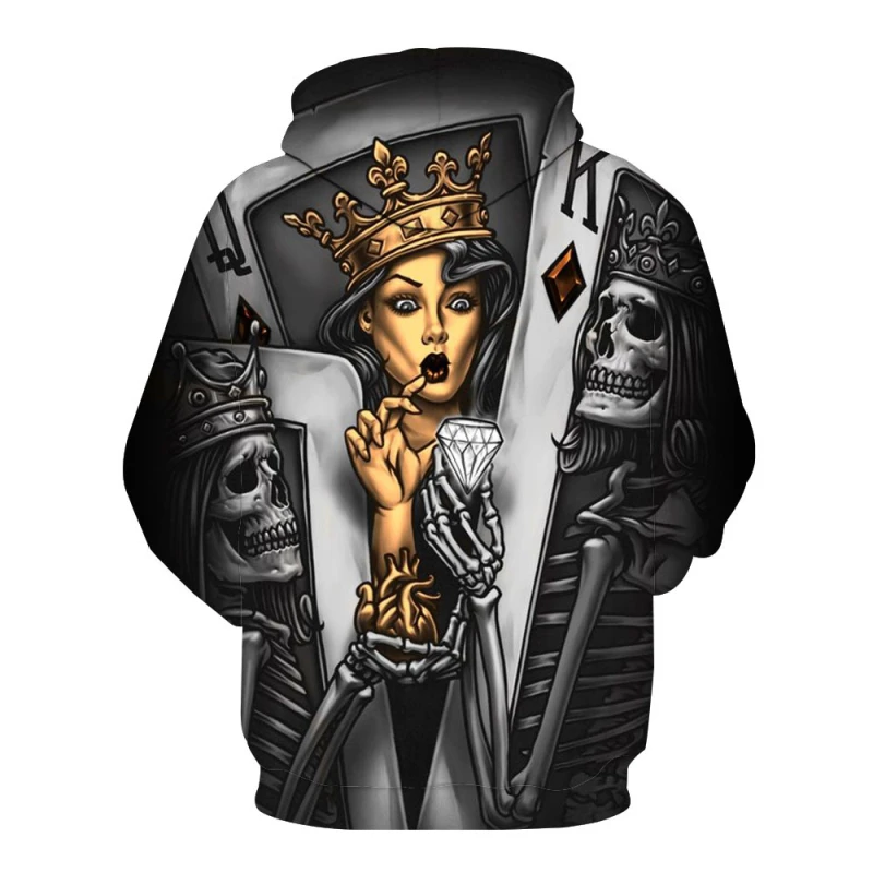  New skull men's hooded sweatshirt 3D skull fashion double-sided design youth men and women casual p