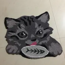 Модный коврик Анима с крючками на руку, коврики для гостиной, яркая кошка и рыба, вышитый дверной коврик для крыльца, коврик для пола Karpet, кухонные коврики, подарок