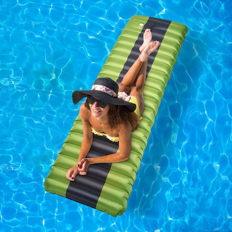 Nuevo inflar el colchón inflable para acampada almohadilla para dormir al aire libre de humedad de aire inflable colchón de natación piscina flotante Pad - 1