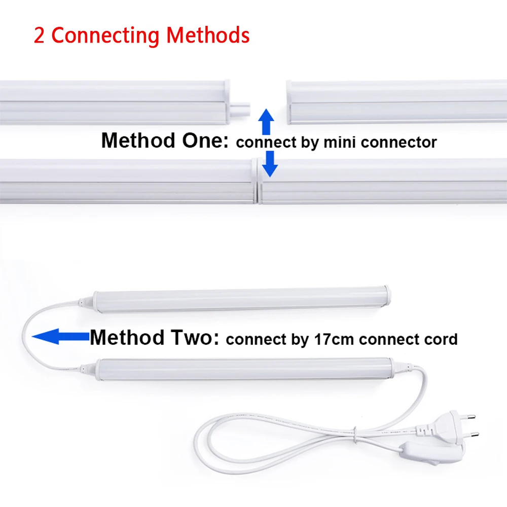 T5 светодиодный ламповый светильник 2 шт. AC 220 В флуоресцентные лампы, трубы теплый белый свет подключения шнур+ Кабель выключателя питания