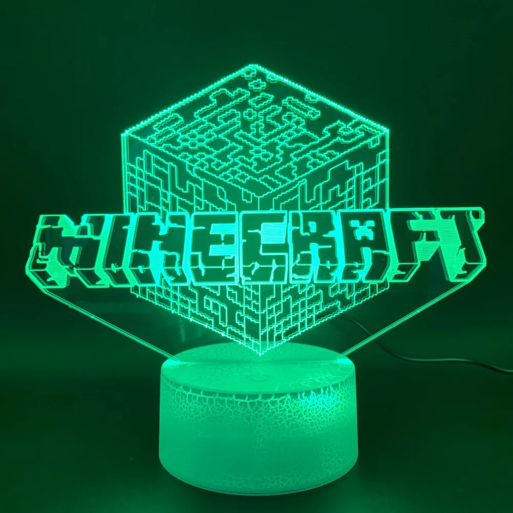 

Novelty Lights Game Minecraft Lampara Home Decoration Bright Base Birthday Gift for Kids Child Bedroom 3d Led Night Light Lamp