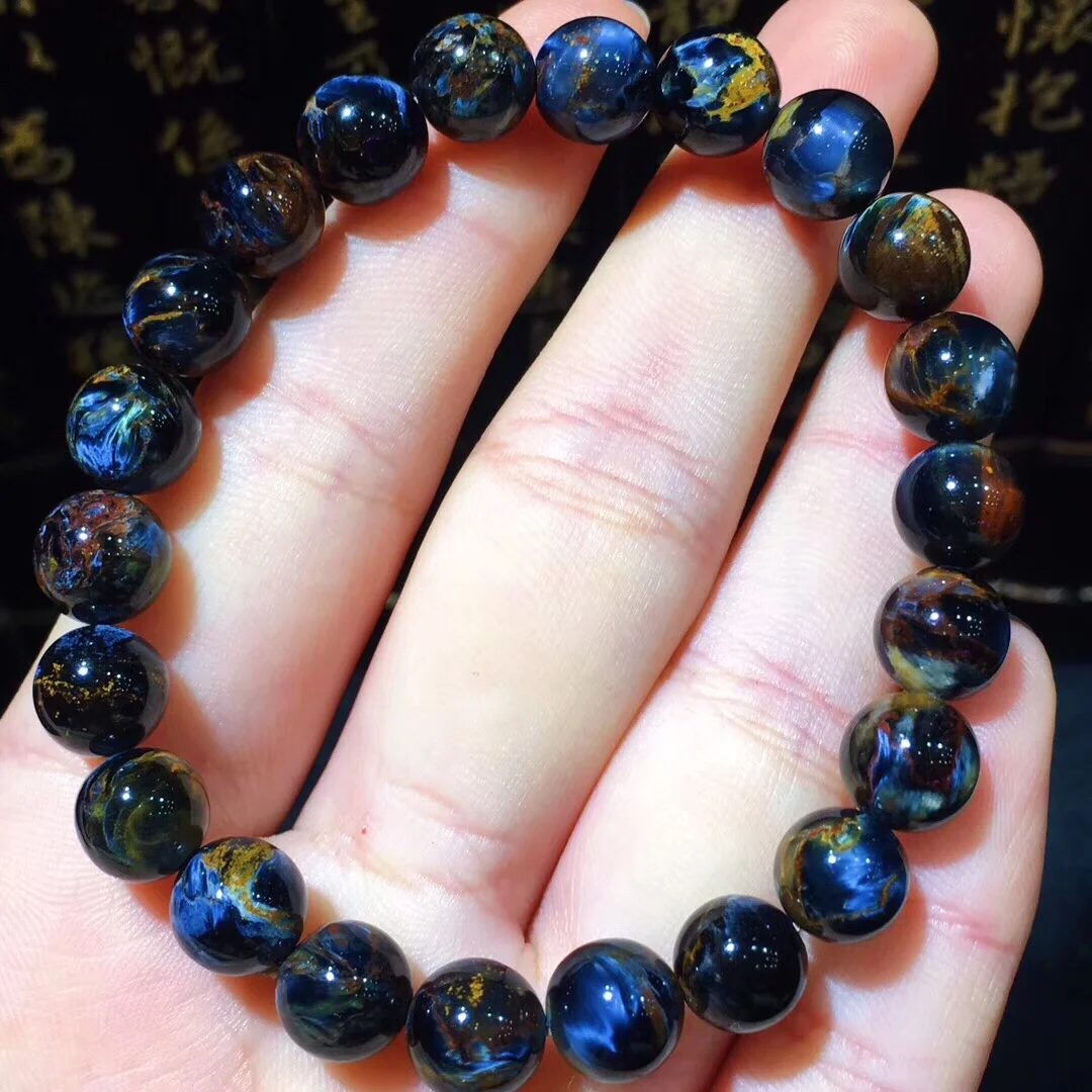 

B39319 8.6mm Natural 100% Namibia Pietersite Red Beads Gemstone Round Bead Bracelets Man Women