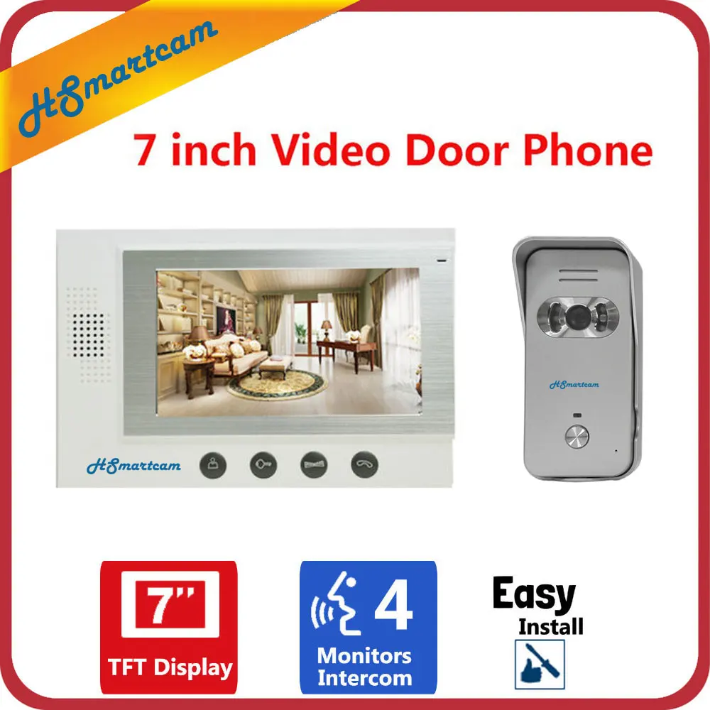 

7 inch Video Doorbell System Door Intercom Phone Night Vision Outdoor Camera Weatherproof add Indoor Monitor