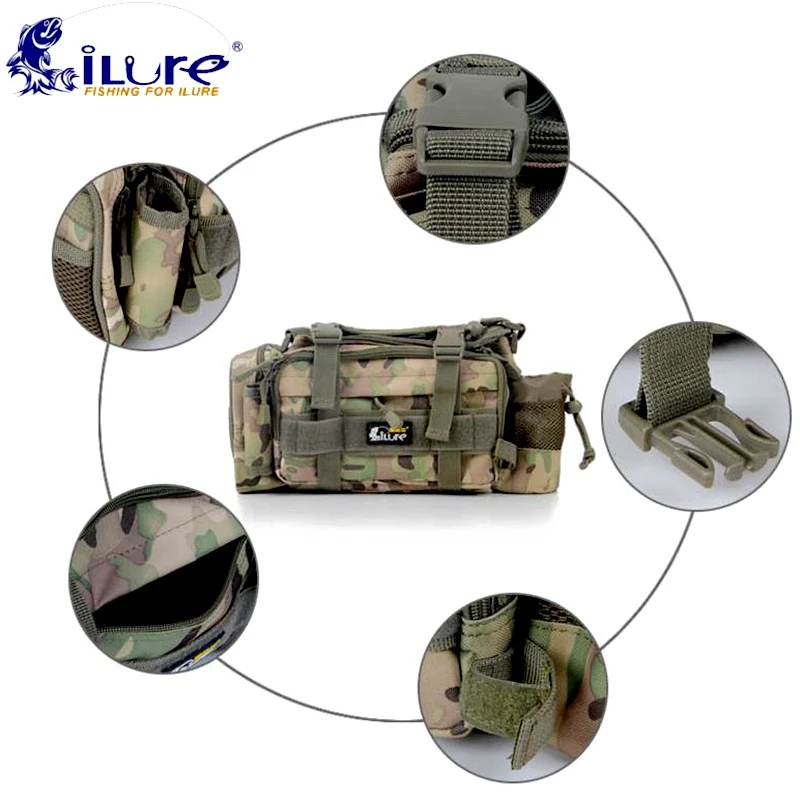 

.iLure Tactical Fishing Waist Bags Multifunctional Waterproof Fishing Shoulder Bags Sports Belt Bag Bolsos De Pesca Oxford Cloth