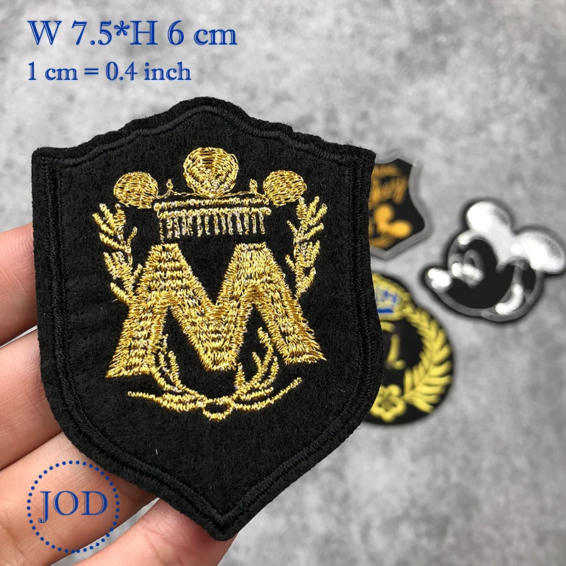 

JOD Badges Black Gold Crown Iron on Biker Patches for Clothing Decorative Embroidery Patch Clothes Sticker Applique Military @