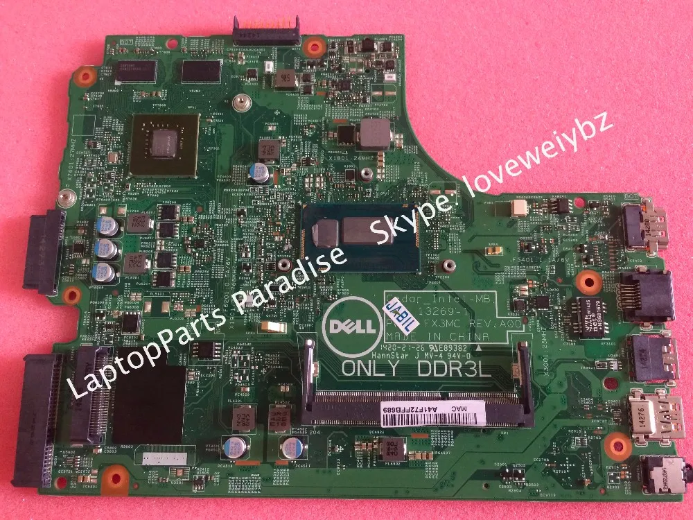 Free Shipping  Fx3MC motherboard For DELL Inspiron 3542 3442 with Nvidia 820M I3-4005U ( Fit For DELL 3543 3443 )