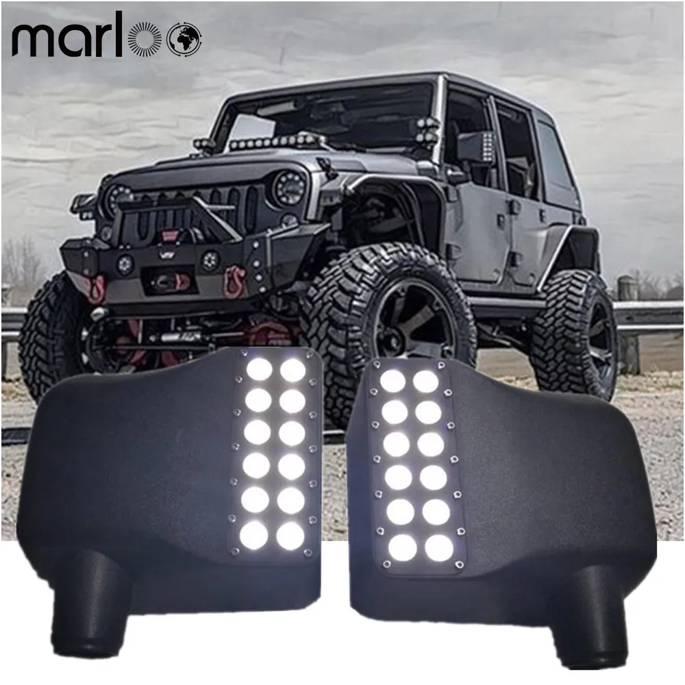 Marloo Wrangler JK Led Side Mirror Cover Lights White DRL Amber Turn Signal Light For 2007-2018 Jeep Wrangler Jk Marloo Wrangler JK Led Side Mirror Cover Lights White DRL Amber Turn Signal Light For 2007-2018 Jeep Wrangler Jk