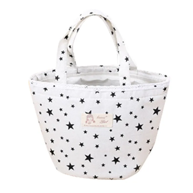 white Гермальный изолированный Ланч-бокс сумка-холодильник Сумка-тоут Bento мешок ланч-контейнер на шнурке из хлопка и льна изоляционная сумка - Цвет: white